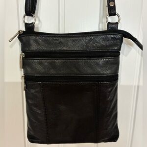 Elegant Black Leather Women's Crossbody Bag
